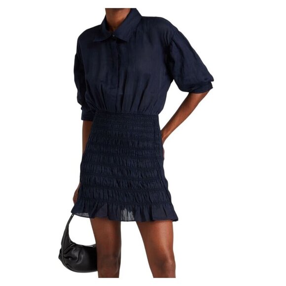 Frame Chic Luxury Mini Dress 16 Blue Neutral Modern Sexy Preppy Old Money Edgy - Picture 1 of 16